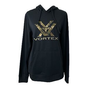 Womens Medium Hoodie Vortex Black and Camo Logo Long Sleeve Pocket